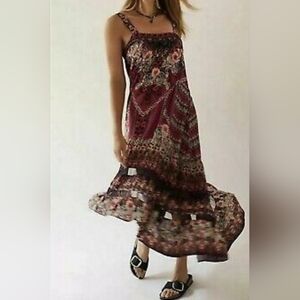 Anthropologie Lovett boho tiered Tunic maxi Dress.